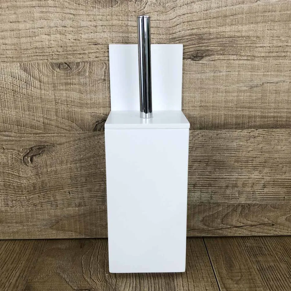 Toilet Brush Holder in White Corian or with Black Insert Made in Italy - Elono Viadurini