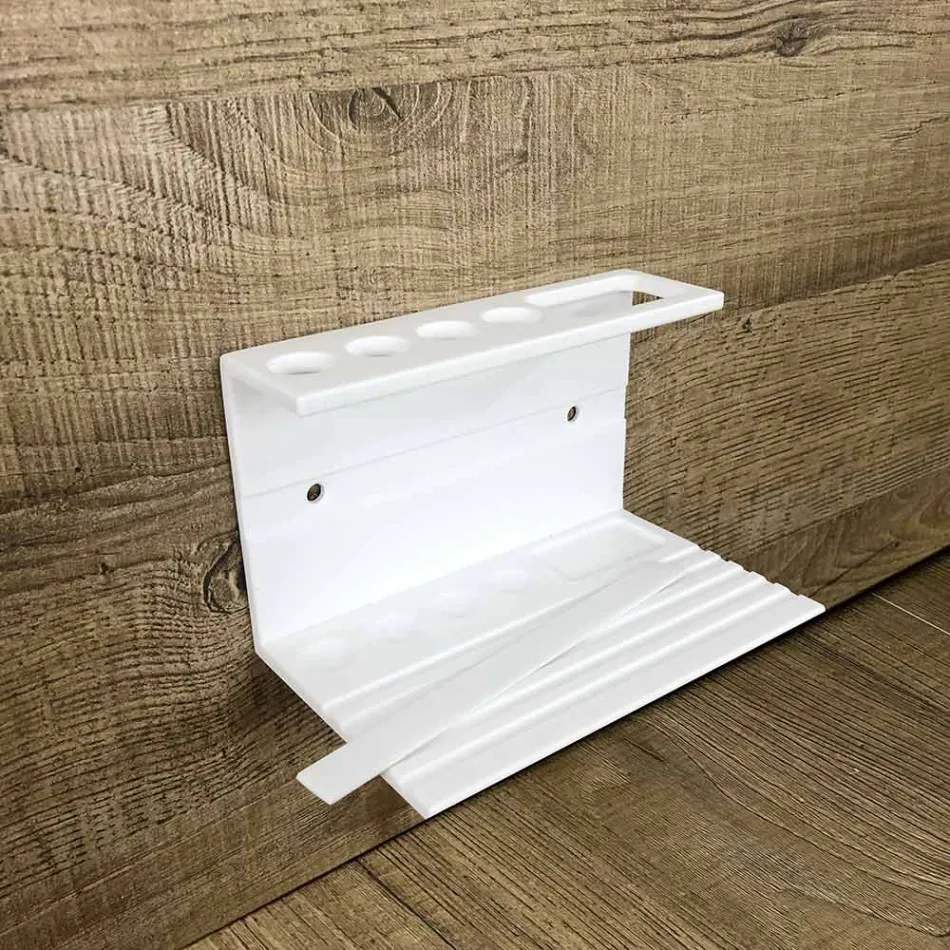 Toothbrush Holder for Bathroom in White Corian Design Quality Made in Italy - Elono Viadurini