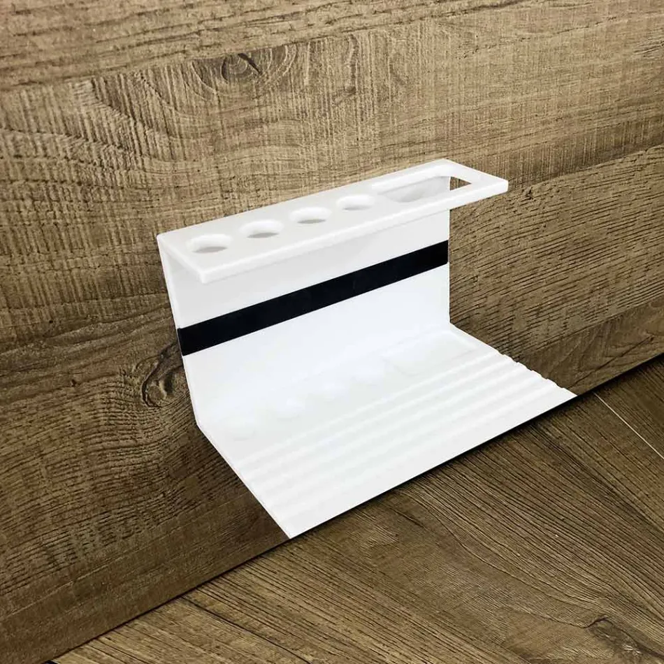 Toothbrush Holder for Bathroom in White Corian Design Quality Made in Italy - Elono Viadurini