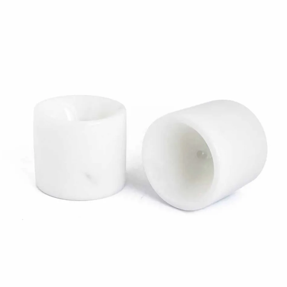 Design Egg Cup in White Carrara Marble Made in Italy, 2 Pieces - Picca Viadurini
