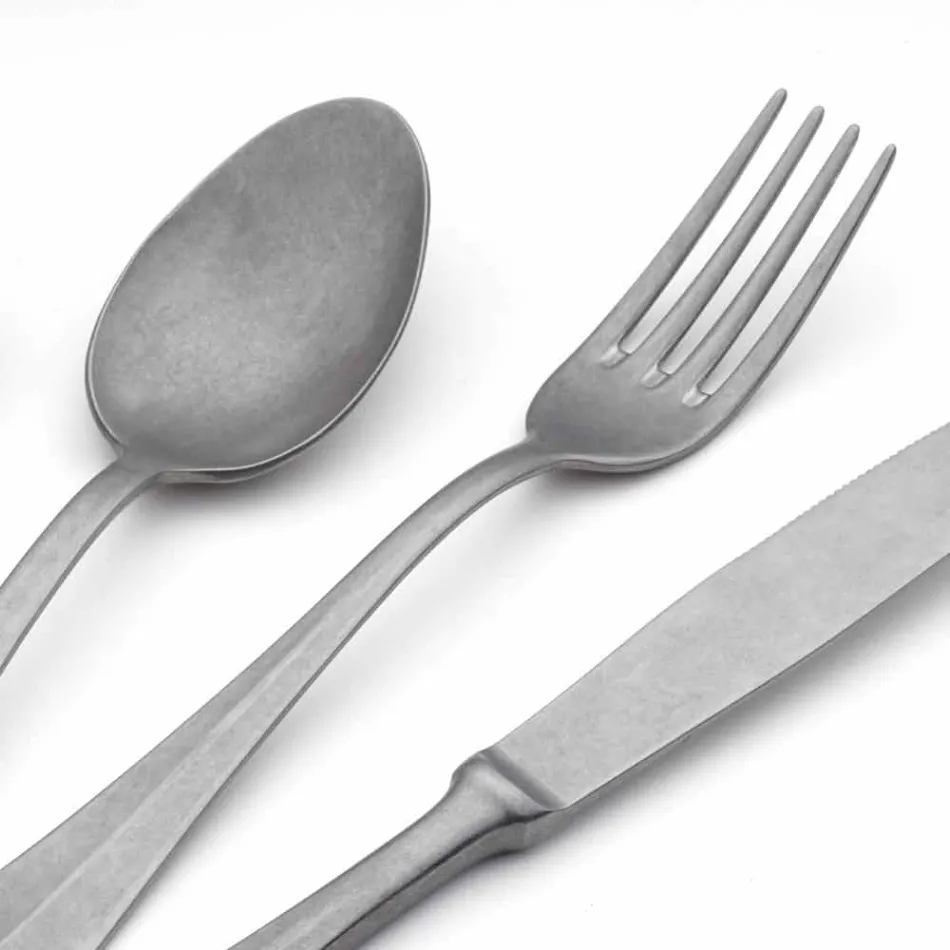 Luxury Design Steel Cutlery Vintage Colored Effect 24 Pieces - Tigger Viadurini