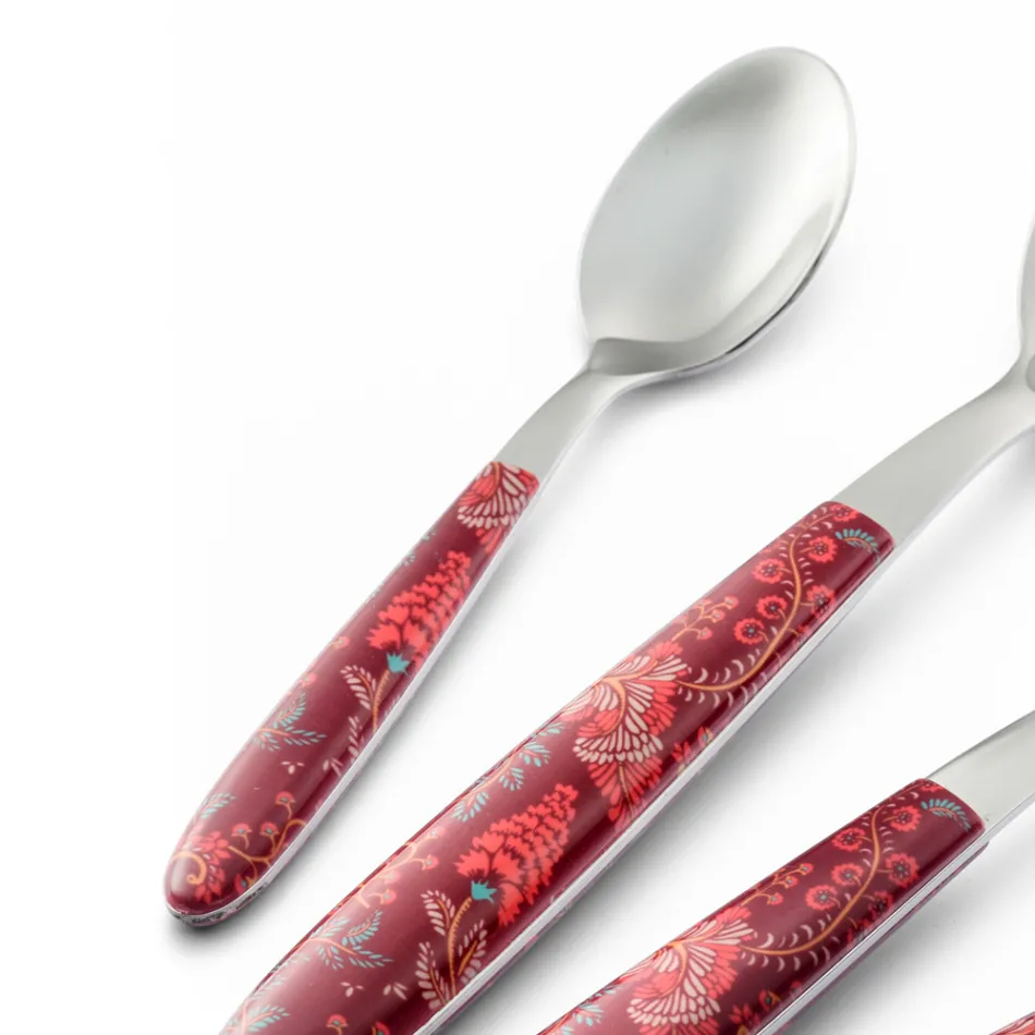 Steel and Plastic Cutlery Colored Arabesque Decor 24 Pcs - Alessandra Viadurini