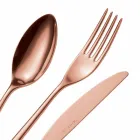 24 Pieces Luxury Polished or Sandblasted Colored Stainless Steel Cutlery - Lapis Viadurini