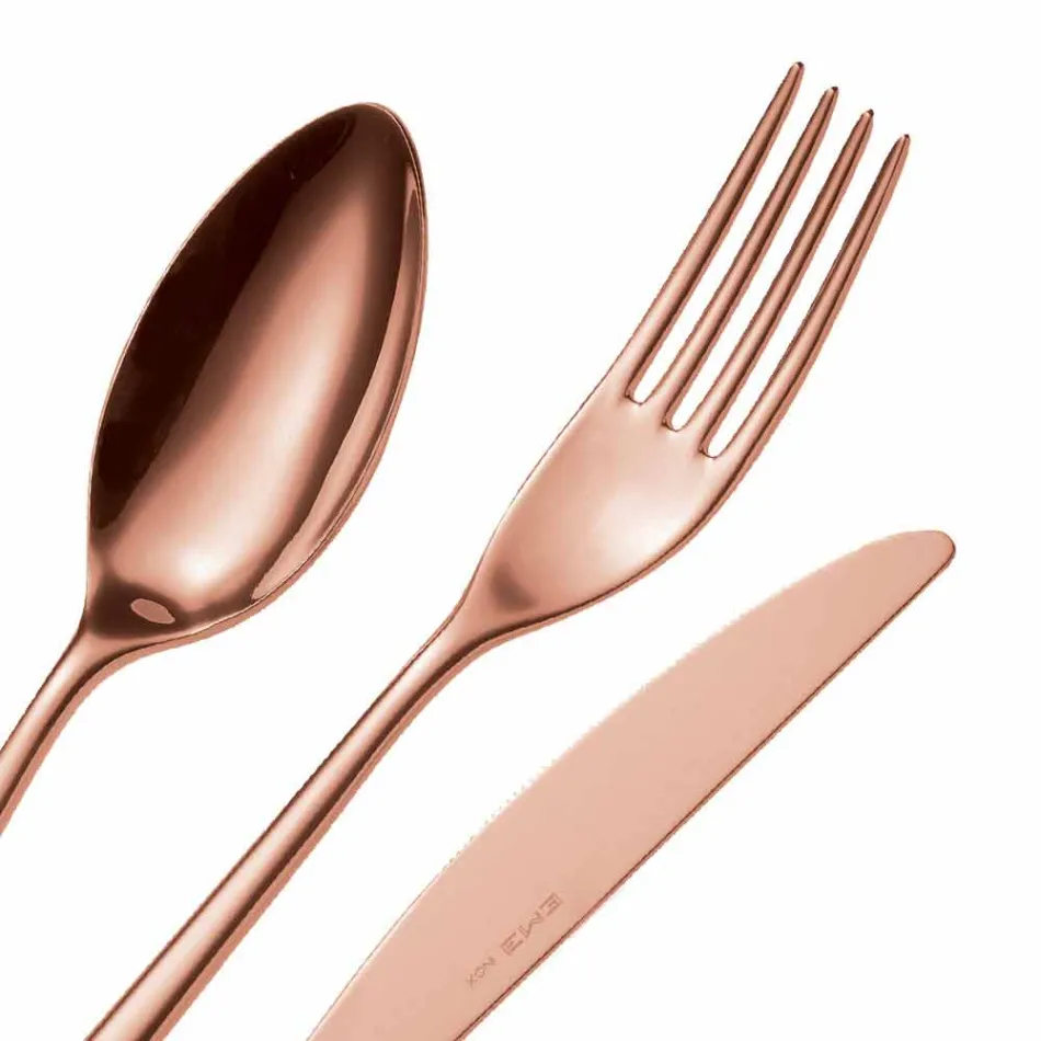 24 Pieces Luxury Polished or Sandblasted Colored Stainless Steel Cutlery - Lapis Viadurini