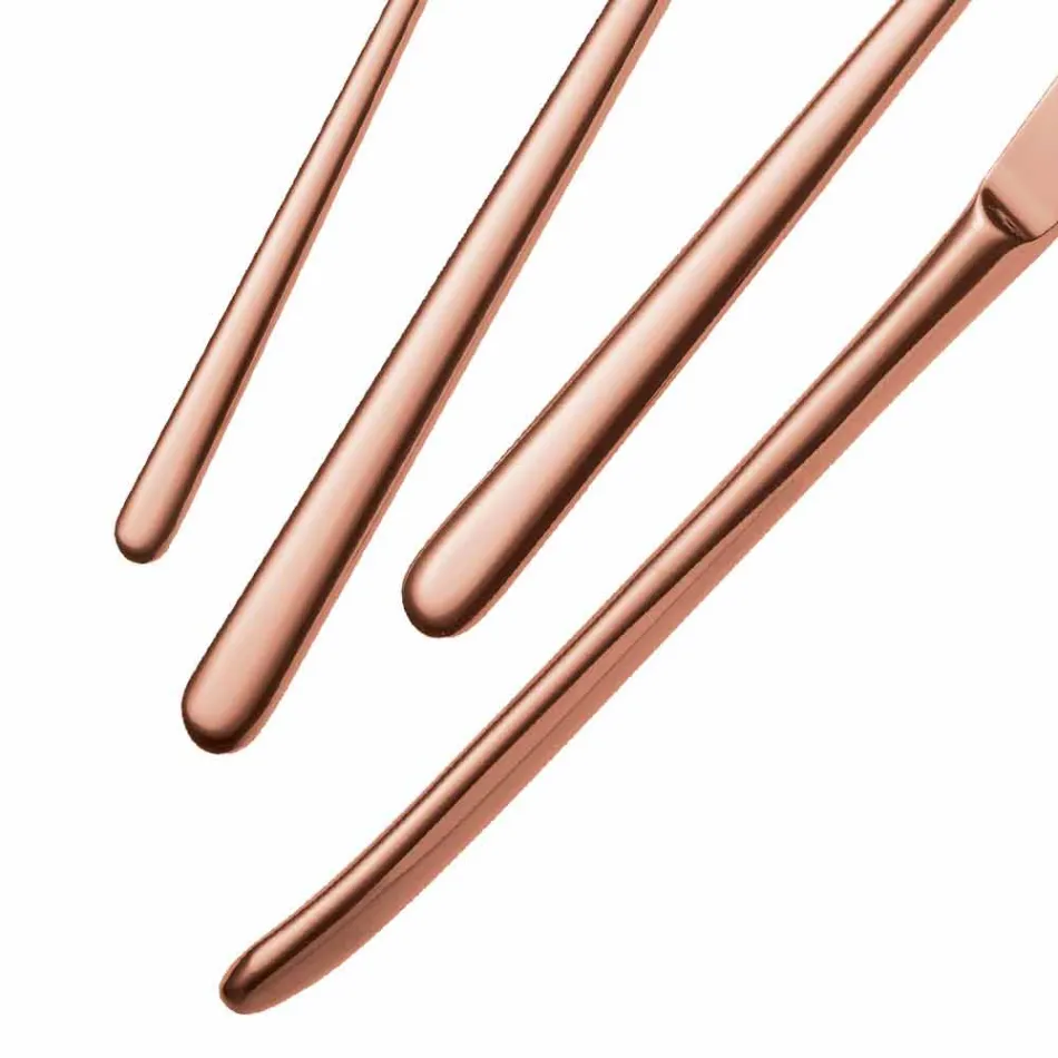 24 Pieces Luxury Polished or Sandblasted Colored Stainless Steel Cutlery - Lapis Viadurini