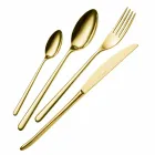 24 Pieces Luxury Polished or Sandblasted Colored Stainless Steel Cutlery - Lapis Viadurini