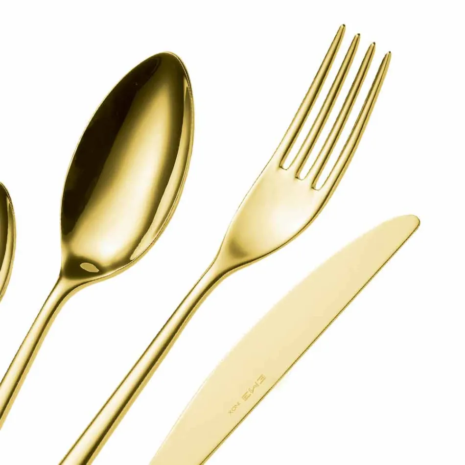 24 Pieces Luxury Polished or Sandblasted Colored Stainless Steel Cutlery - Lapis Viadurini