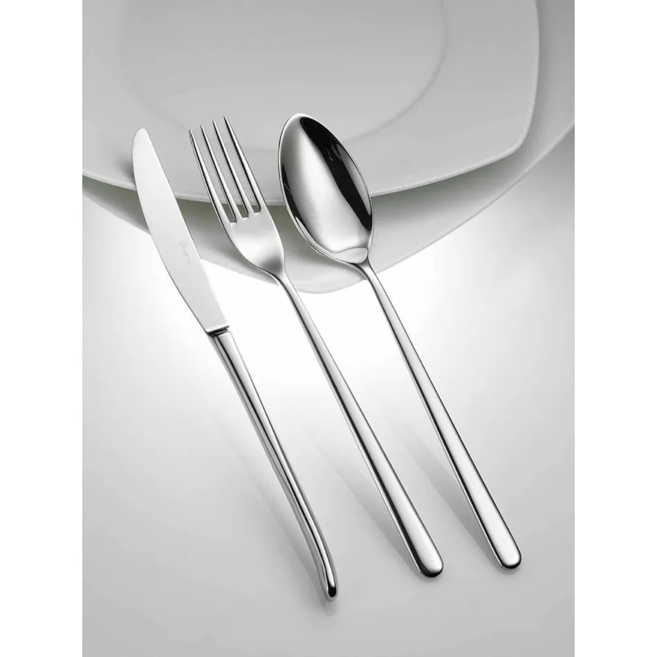 24 Pieces Luxury Polished or Sandblasted Colored Stainless Steel Cutlery - Lapis Viadurini