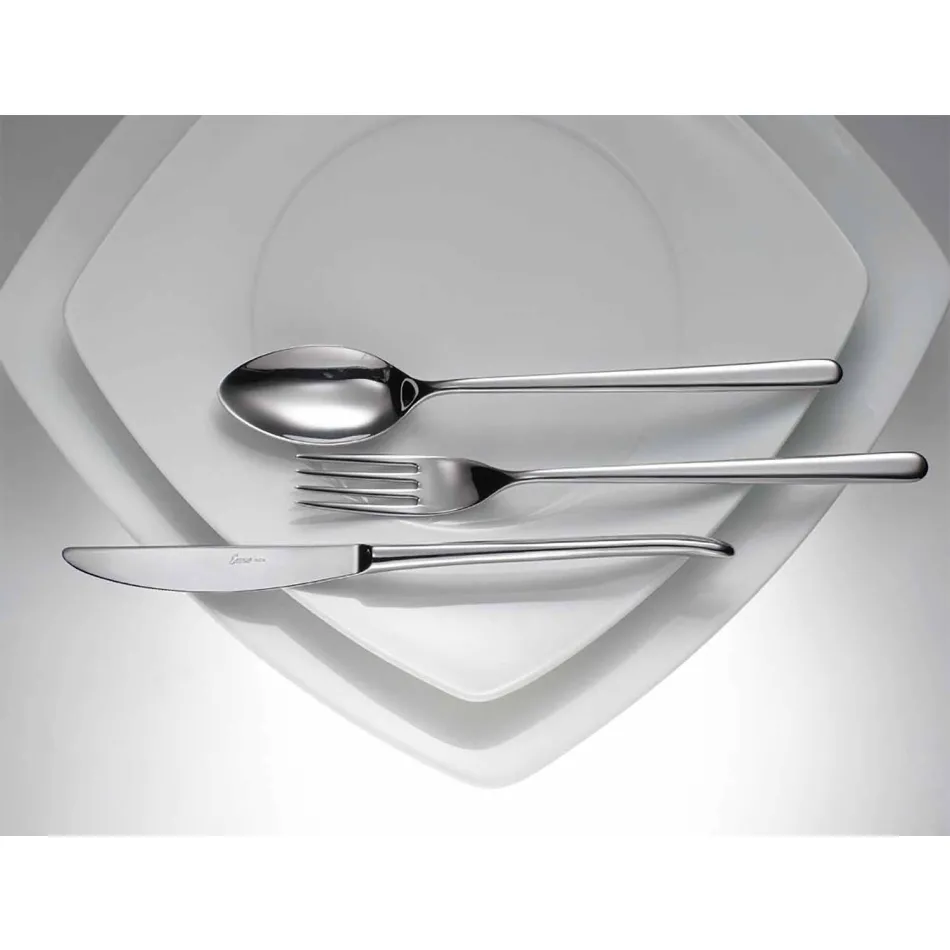 24 Pieces Luxury Polished or Sandblasted Colored Stainless Steel Cutlery - Lapis Viadurini