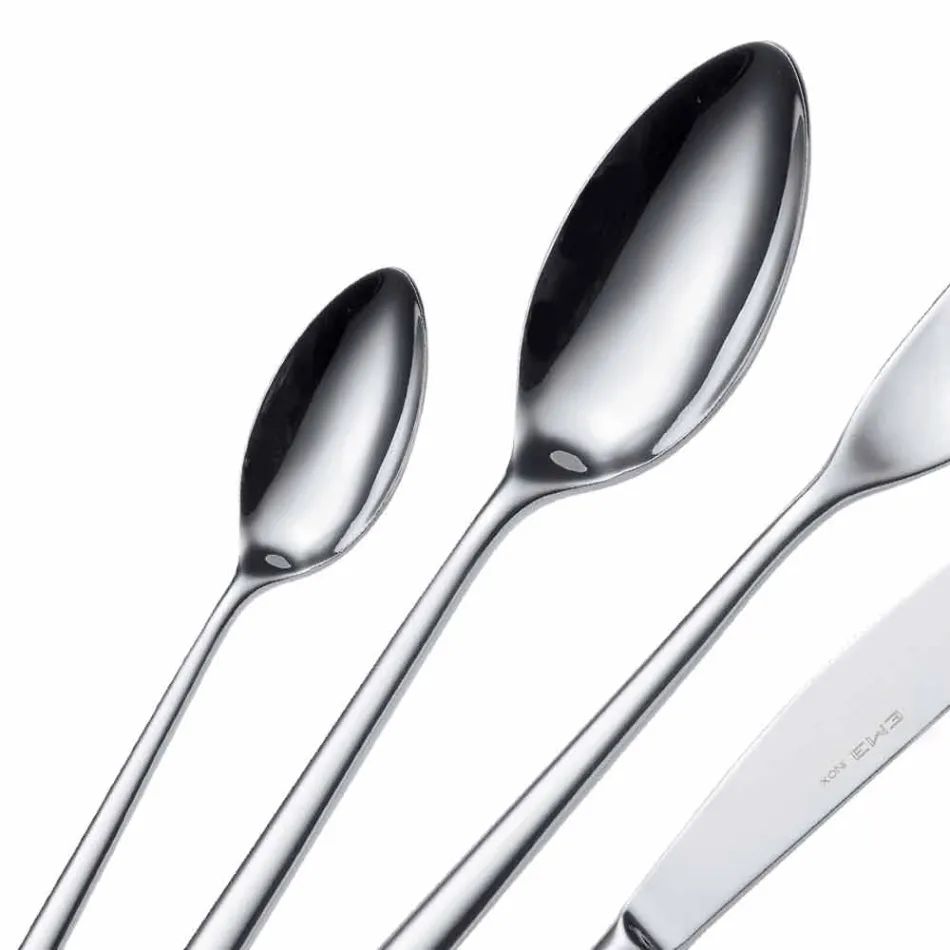 24 Pieces Luxury Polished or Sandblasted Colored Stainless Steel Cutlery - Lapis Viadurini