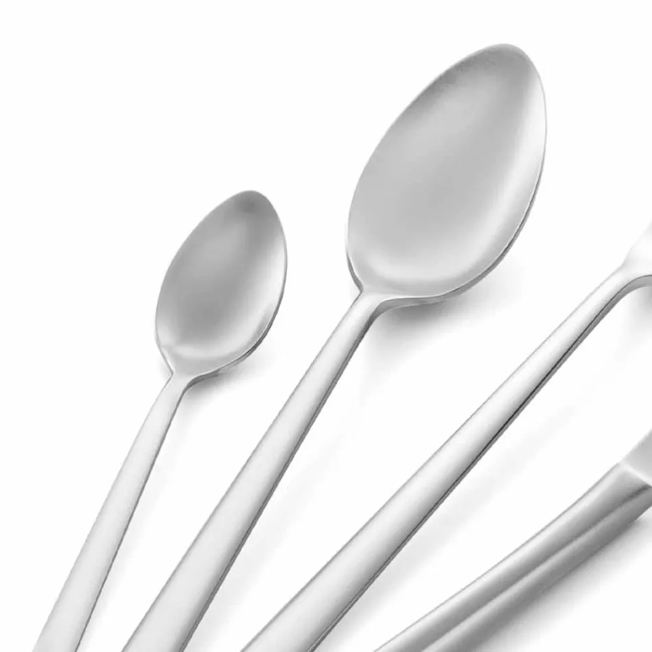 24 Pieces Luxury Polished or Sandblasted Colored Stainless Steel Cutlery - Lapis Viadurini