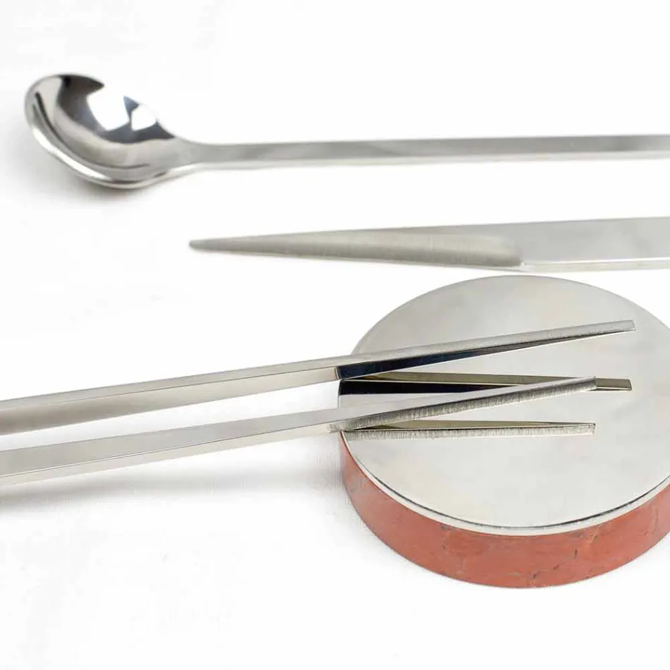 Stainless Steel Cutlery with Italian Luxury Design Chopsticks - Carronde Viadurini
