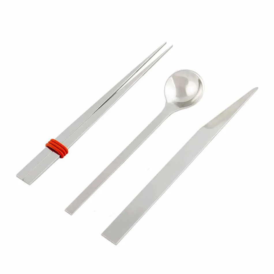 Stainless Steel Cutlery with Italian Luxury Design Chopsticks - Carronde Viadurini