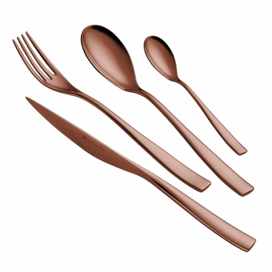 24 Piece Luxury Design Cutlery in Sandblasted or Colored Polished Steel - Timidy Viadurini