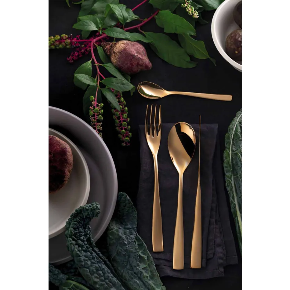 24 Piece Luxury Design Cutlery in Sandblasted or Colored Polished Steel - Timidy Viadurini