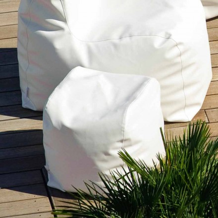 Pouf Cloud Trona design in white nautical imitation leather made in Italy Viadurini