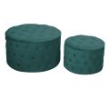 Pouf with Container Covered in Capitoné Velvet with Buttons - Arcipelago
