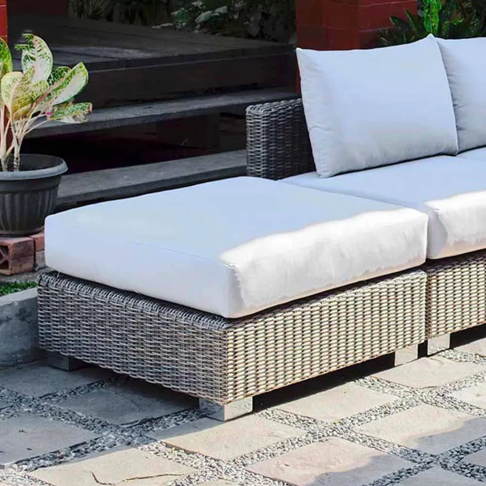 Pouf modern exterior in gray-taupe Jaco polyethylene, handmade Viadurini