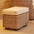 Garden Pouf in Natural Abaca with Cushion - Raziel