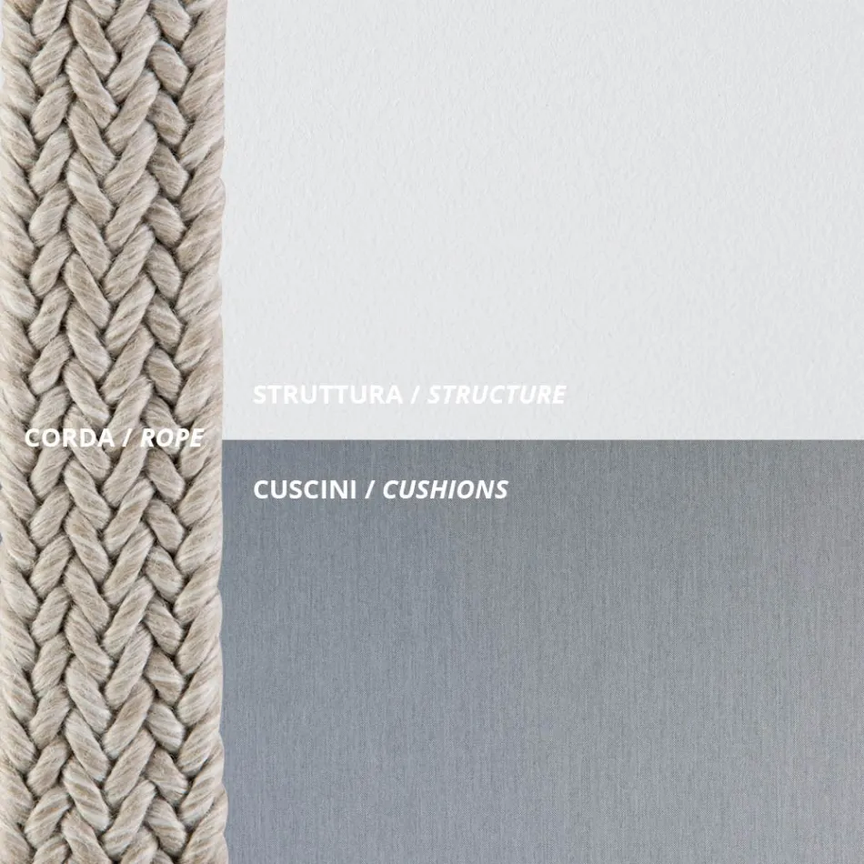 Garden Pouf in Steel and Rope Cushion Included Made in Italy - Bronn Viadurini