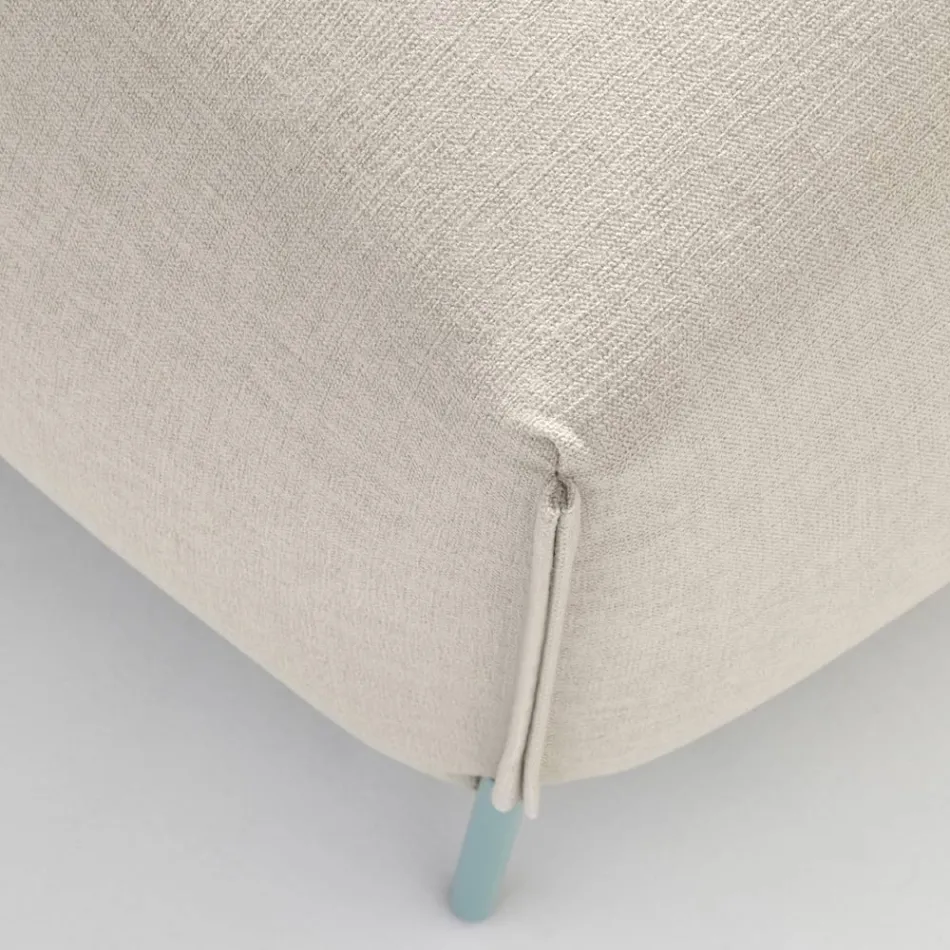 Fabric Garden Pouf with Metal Feet Made in Italy - Butter Viadurini