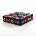Ethnic Square Pouf in Patchwork Fabric or Velvet - Fiber Viadurini