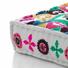Ethnic Square Pouf in Patchwork Fabric or Velvet - Fiber Viadurini