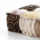Ethnic Square Pouf in Patchwork Fabric or Velvet - Fiber Viadurini