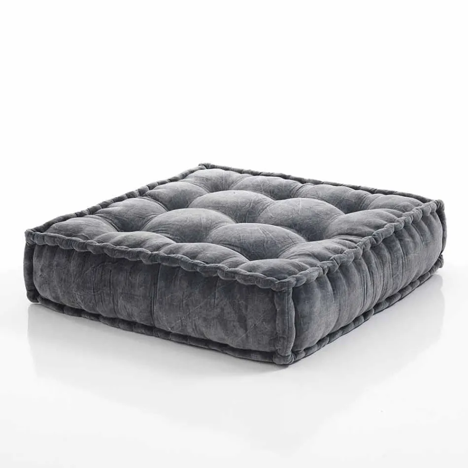 Ethnic Square Pouf in Patchwork Fabric or Velvet - Fiber Viadurini