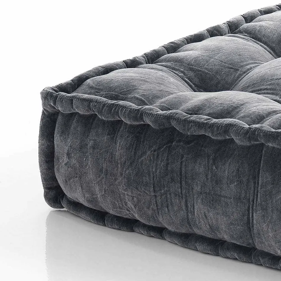 Ethnic Square Pouf in Patchwork Fabric or Velvet - Fiber Viadurini