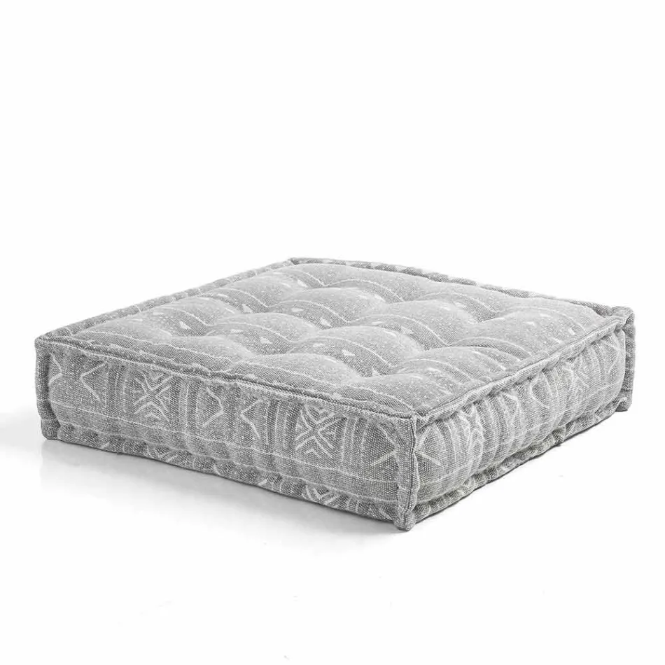 Ethnic Square Pouf in Patchwork Fabric or Velvet - Fiber Viadurini