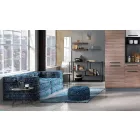 Ethnic Square Pouf in Patchwork Fabric or Velvet - Fiber Viadurini