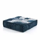 Ethnic Square Pouf in Patchwork Fabric or Velvet - Fiber Viadurini