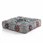 Ethnic Square Pouf in Patchwork Fabric or Velvet - Fiber Viadurini