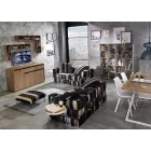 Ethnic Square Pouf in Patchwork Fabric or Velvet - Fiber Viadurini