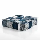Ethnic Square Pouf in Patchwork Fabric or Velvet - Fiber Viadurini