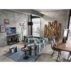 Ethnic Square Pouf in Patchwork Fabric or Velvet - Fiber Viadurini