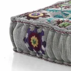 Ethnic Square Pouf in Patchwork Fabric or Velvet - Fiber Viadurini