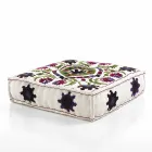 Ethnic Square Pouf in Patchwork Fabric or Velvet - Fiber Viadurini