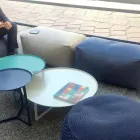 Soft Rectangular Ottoman Pouf for Indoor and Outdoor use in Fabric - Naemi Viadurini