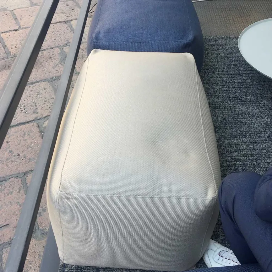 Soft Rectangular Ottoman Pouf for Indoor and Outdoor use in Fabric - Naemi Viadurini