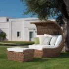 Pouf Outdoor Bench in Woven Synthetic Rattan Luxury Design - Yves Viadurini