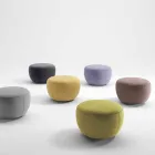Round Footrest Pouf Covered in Fabric Made in Italy - Gigno Viadurini