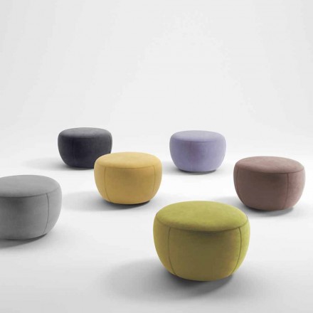 Round Footrest Pouf Covered in Fabric Made in Italy - Gigno Viadurini