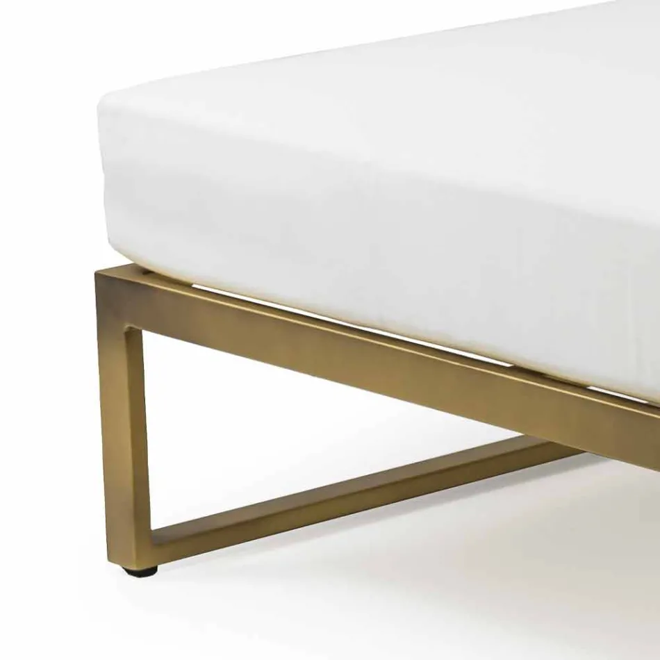 Square Pouf for Outdoor Aluminum 3 Finishes Luxury Design - Julie Viadurini