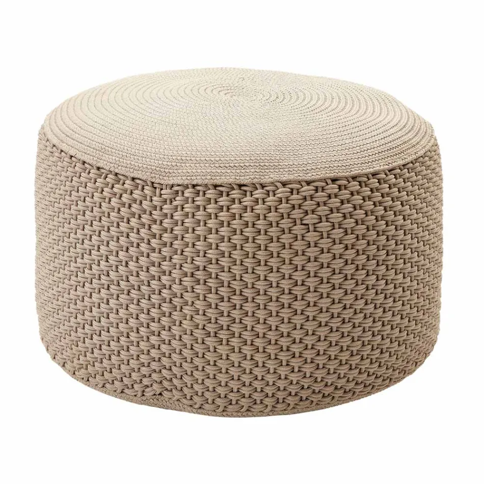 Round Garden Pouf in Polypropylene in 3 Colors Made in Italy - Francisco Viadurini