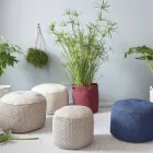 Round Garden Pouf in Polypropylene in 3 Colors Made in Italy - Francisco Viadurini