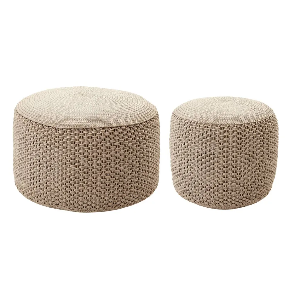 Round Garden Pouf in Polypropylene in 3 Colors Made in Italy - Francisco Viadurini