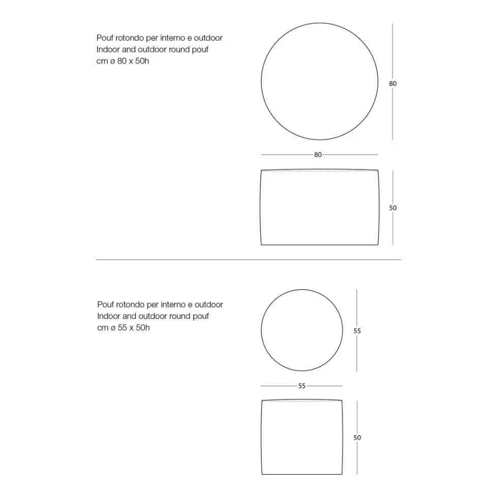 Round Garden Pouf in Polypropylene in 3 Colors Made in Italy - Francisco Viadurini