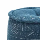 Round Pouf of Ethnic Design in Patchwork Fabric or Velvet - Fiber Viadurini
